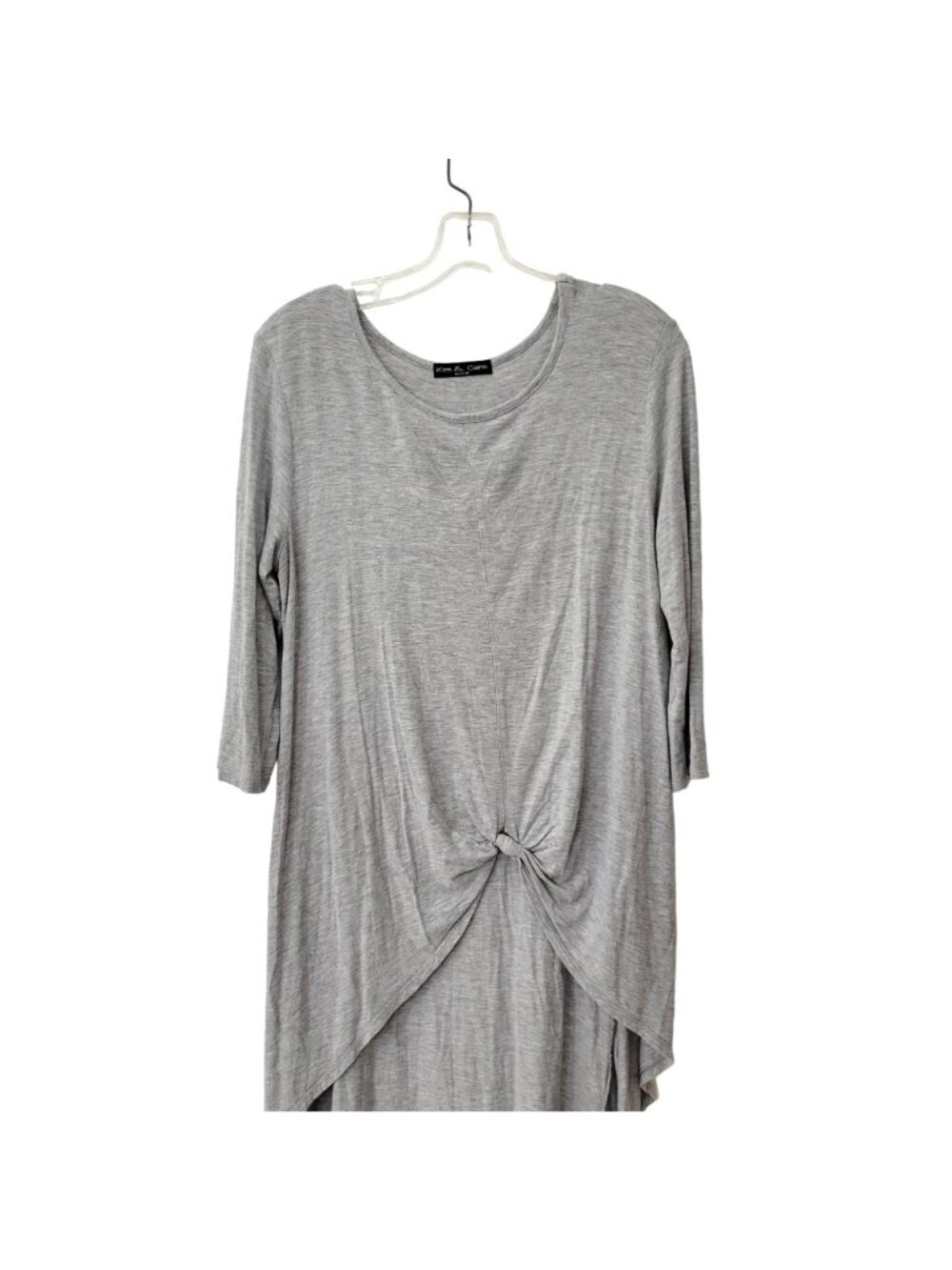 Kim and Cami Grey Jersey High Low Tunic with Knotted Front - Picture 3 of 4